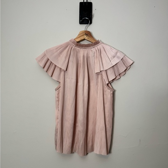 Ulla Johnson Pleated Japanese Satin Blouse In Blush Pink - Picture 11 of 12